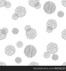 Abstract geometric seamless pattern with circles. Trendy hand drawn textures. Modern abstract design for paper, wallpaper, fabric, interior decor. wallpaper. Vector illustration