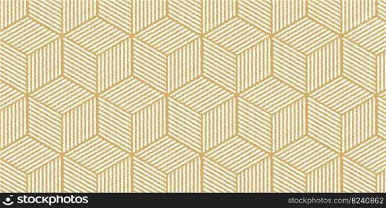 Abstract geometric seamless pattern with wavy stripes lines hexagon shape gold background