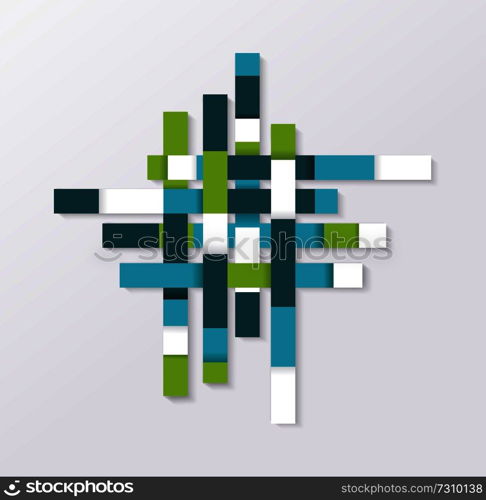 Abstract geometric shape from blue, green and white elements, vector background.