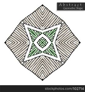 Abstract geometric shape roughly hand drawn. Striped symmetrical geometrical symbol. Vector icon isolated on white. Tribal ethnic pattern design element.