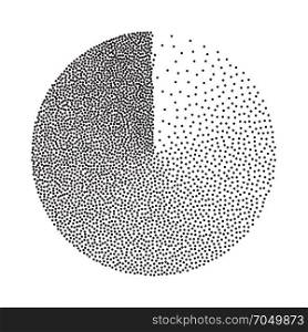 Abstract Geometric Shape Vector. Film Grain, Noise, Grunge Texture. Halftone Background. Vintage Dotwork Engraving Vector Illustration.. Abstract Geometric Shape Vector. Black Dotted Round Circle. Film Grain, Noise, Grunge Texture. Halftone Background. Vintage Dotwork