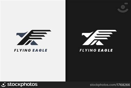 Abstract Geometric Shapes That Form an Flying Eagle Silhouette Logo Design. Graphic Design Element.