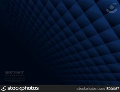 Abstract geometric square pattern background with dark blue shapes perspective can be used in cover design poster website flyer. Vector illustration