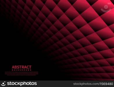 Abstract geometric square pattern background with red shapes perspective. Vector illustration