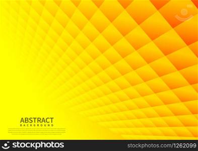 Abstract geometric square pattern background with yellow shapes perspective. Vector illustration
