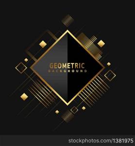 Abstract geometric square pattern design on black background. Luxury style. Use for modern design, cover, poster, template, decorated, brochure. Vector illustration