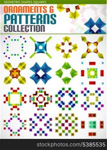 Abstract geometric square patterns shapes set