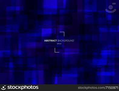 Abstract geometric squares overlapping blue background technology futuristic style. Vector illustration