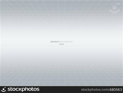 Abstract geometric squares pattern perspective white and gray background. Grid lines light backdrop. You can use for decorative banner web, cover brochure, poster, flyer, leaflet, etc. Vector illustration