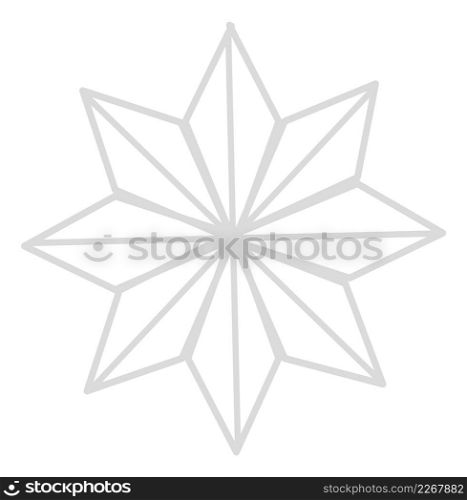 Abstract geometric star. Ice crystal in line style isolated on white background. Abstract geometric star. Ice crystal in line style
