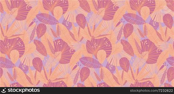 Abstract geometric style tropical leaves seamless pattern for background, wrap, fabric, textile, wrap, surface, web and print design. Elegant minimal foliage fabric repeatable motif