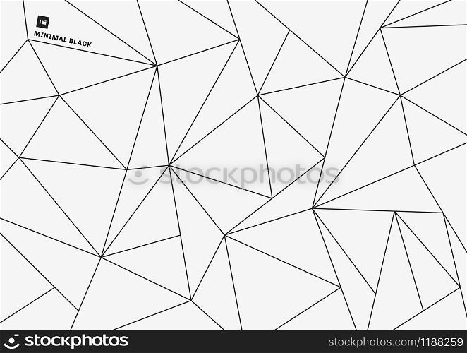 Abstract geometric triangle low polygon simple black line pattern on white background minimal style. Vector illustration