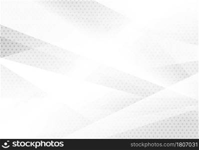 Abstract geometric triangles white and gray background with polka dots stripes modern design. Vector illustration