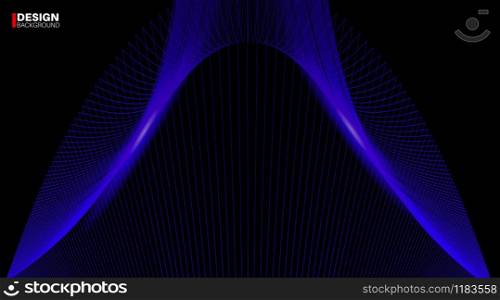 Abstract geometric vector background. blue line wave design on a black background. New texture for your design.