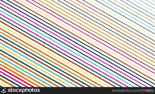 Abstract geometric vector background of diagonal parallel colored lines. Modern colors.