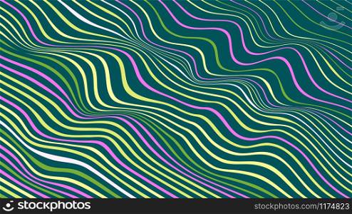 Abstract geometric vector background of diagonal wavy colored lines. Stock vector illustration, modern colors for cover design, textiles, theme design backgrounds and textures.