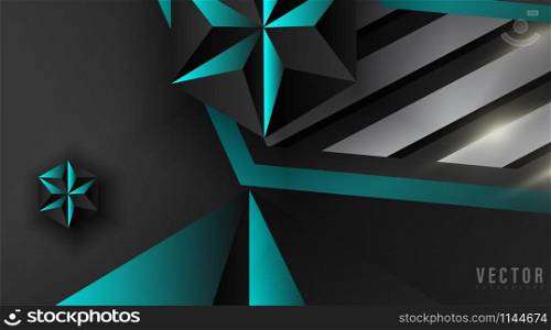 Abstract geometric vector background.shape hexagon and triangle color blue, gray, and black . Vector Illustration For Wallpaper, Banner, Background, Card, landing page , etc