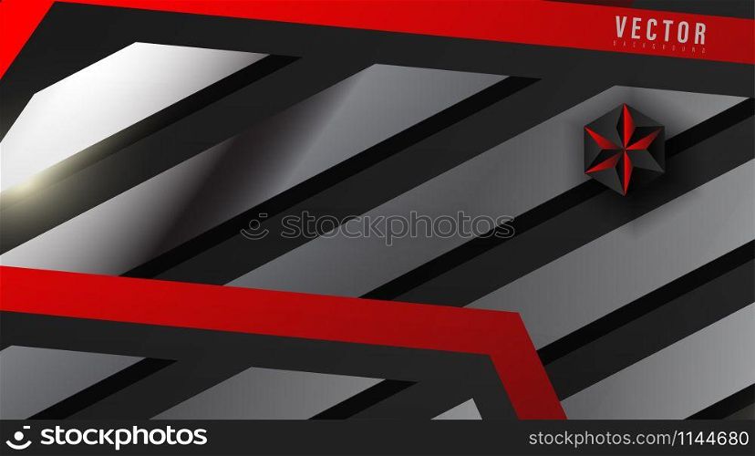 Abstract geometric vector background. shape stripe, and hexagon with color gradient ,red ,white, gray, and black . Vector Illustration For Wallpaper, Banner, Background, Card, landing page , etc