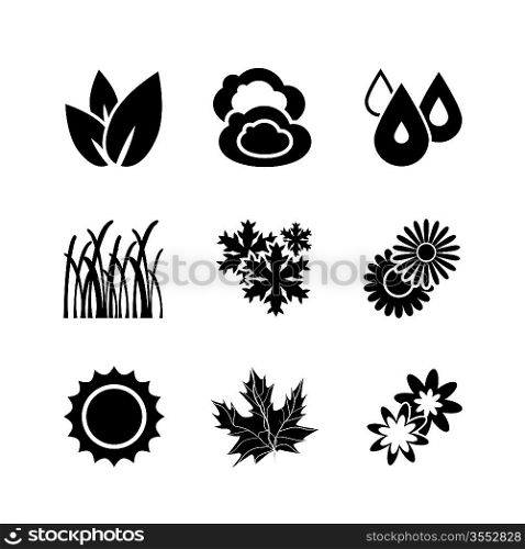 Abstract geometric vector icons on blurred background