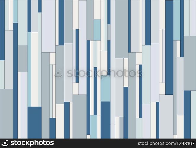 Abstract geometric vertical rectangle stripes pattern blue color tone background and texture. Vector illustration