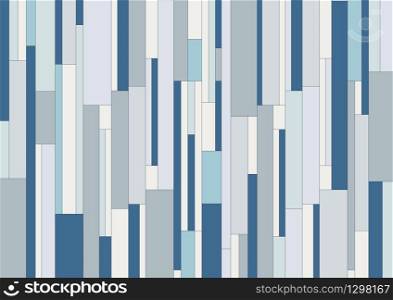 Abstract geometric vertical rectangle stripes pattern blue color tone background and texture. Vector illustration