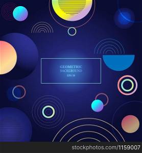 Abstract geometric vibrant color circle shape on dark blue background with space for your text. Vector illustration