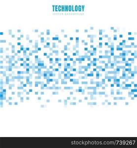 Abstract geometric white and blue squares pattern background and texture with copy space. Technology data style. Mosaic grid. Vector illustration