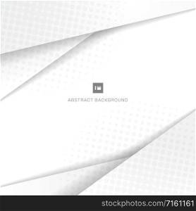 Abstract geometric white and gray background with halftone dot pattern texture. Vector illustration