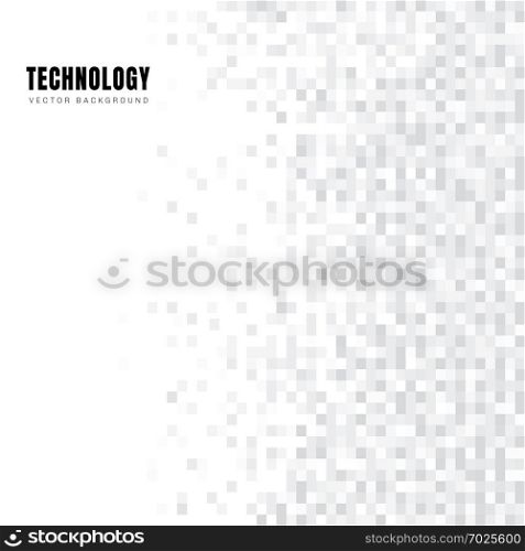 Abstract geometric white and gray squares pattern background and texture with copy space. Technology style. Mosaic grid. Vector illustration