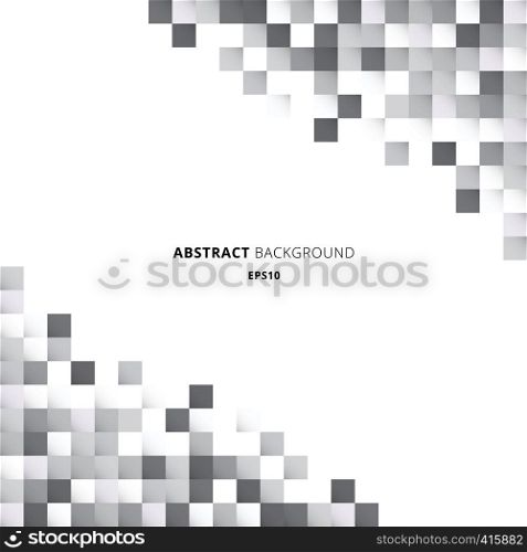 Abstract geometric white and gray squares pattern pixel background with copy space. You can use for design for print, ad, poster, flyer, cover, brochure, template. Vector illustration