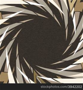 Abstract geometrical background. Twisted shapes and whirlpool elements on cardboard texture.