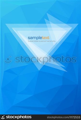 Abstract geometrical background with blue triangles and space for your message.