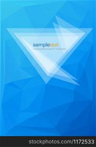 Abstract geometrical background with blue triangles and space for your message.