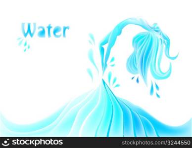abstract girl jumping out of water, vector with mesh effect