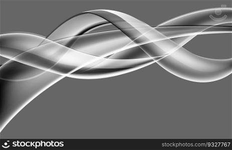 Abstract glass glossy line spiral curve wave motion on grey design modern luxury futuristic technology creative background vector illustration.