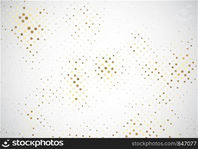 Abstract glitter gold halftone pattern on white background background and texture. Luxury style. Vector illustration