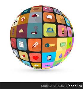 Abstract globe with flat icons