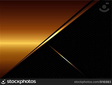 Abstract glossy gold on dark hexagon mesh design modern luxury futuristic background vector illustration.