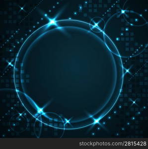 Abstract glowing background with digital symbols, vector illustration