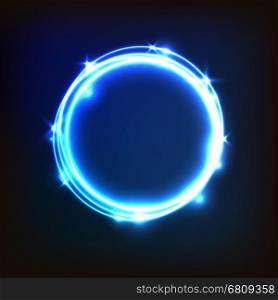 Abstract glowing blue background with circles, stock vector