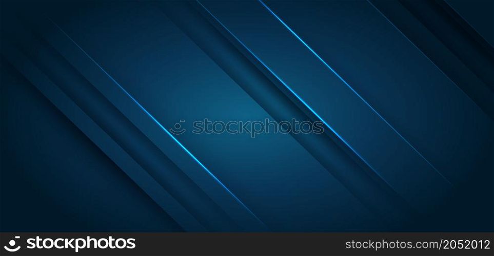Abstract glowing blue gradient background with diagonal stripe lines. Minimal simple backdrop design. You can use for business presentation, poster, template, flyer. Vector illustration