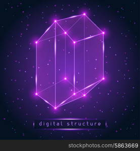 Abstract glowing geometric figure on starry background. Abstract glowing geometric figure on starry background.