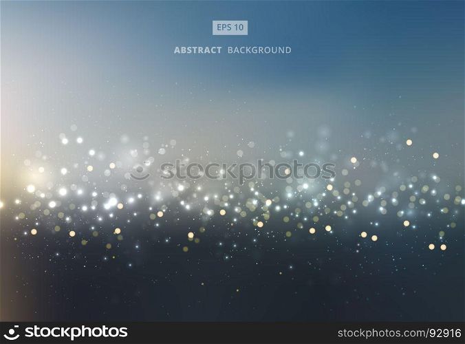 Abstract gold and silver bokeh with sky background. Vector illustration