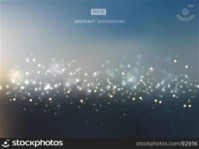Abstract gold and silver bokeh with sky background. Vector illustration