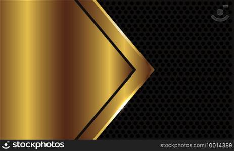  Abstract gold arrow blank space on dark grey circle mesh design modern luxury futuristic background vector illustration.