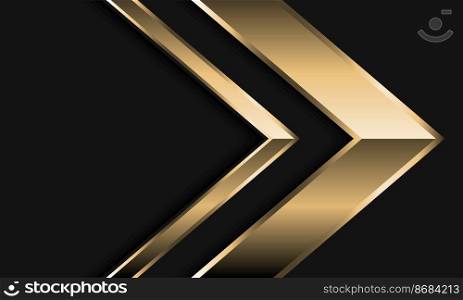 Abstract gold arrow direction geometric on grey with blank space design modern futuristic background vector illustration.