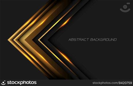 Abstract gold arrow direction geometric on grey with blank space design modern futuristic background vector