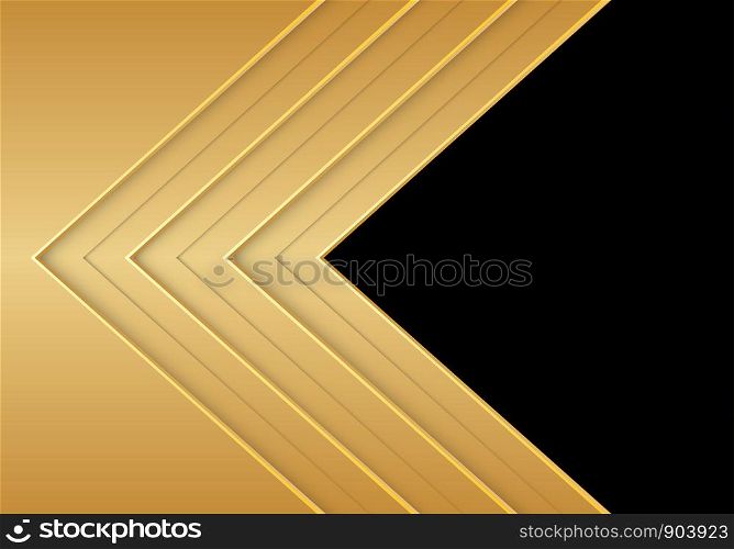 Abstract gold arrow direction overlap with black blank space design modern futuristic background vector illustration.