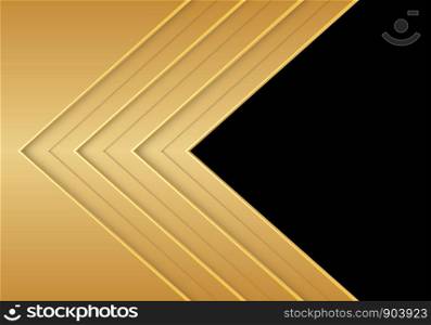 Abstract gold arrow direction overlap with black blank space design modern futuristic background vector illustration.