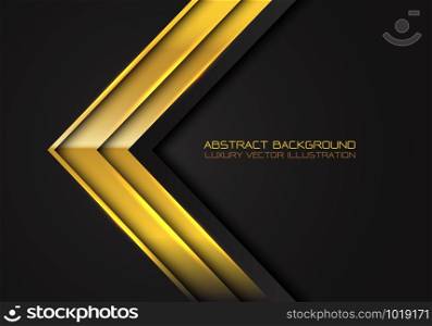 Abstract gold arrow metallic direction on black design modern luxury futuristic background vector illustration.
